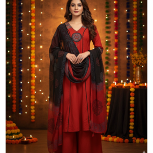 Elegant Red Ethnic Suit