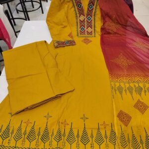Yellow Embroidered Ethnic Suit